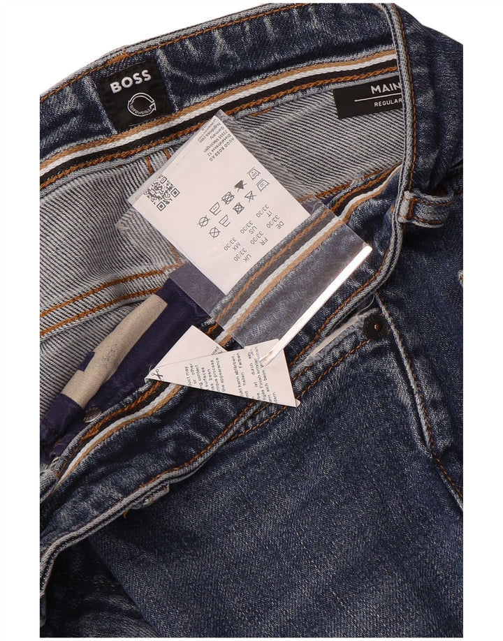 Hugo Boss Herren Regular Straight Jeans W33 L28 Blaue Baumwolle