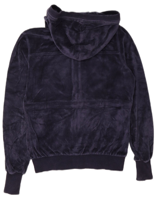 Champion Womens Velvet Zip Hoodie Sweater UK 10 Small Marineblau