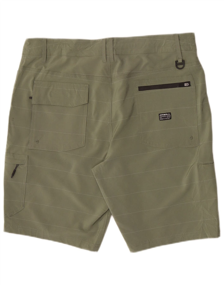 O'Neill Herren Cargoshorts W36 Große grün gestreifte Baumwolle