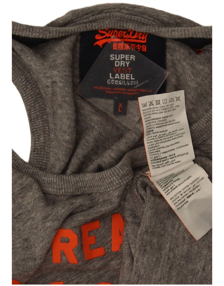 Superdry Herren Grafik-Weste-Top XL aus grauer Colourblock-Baumwolle