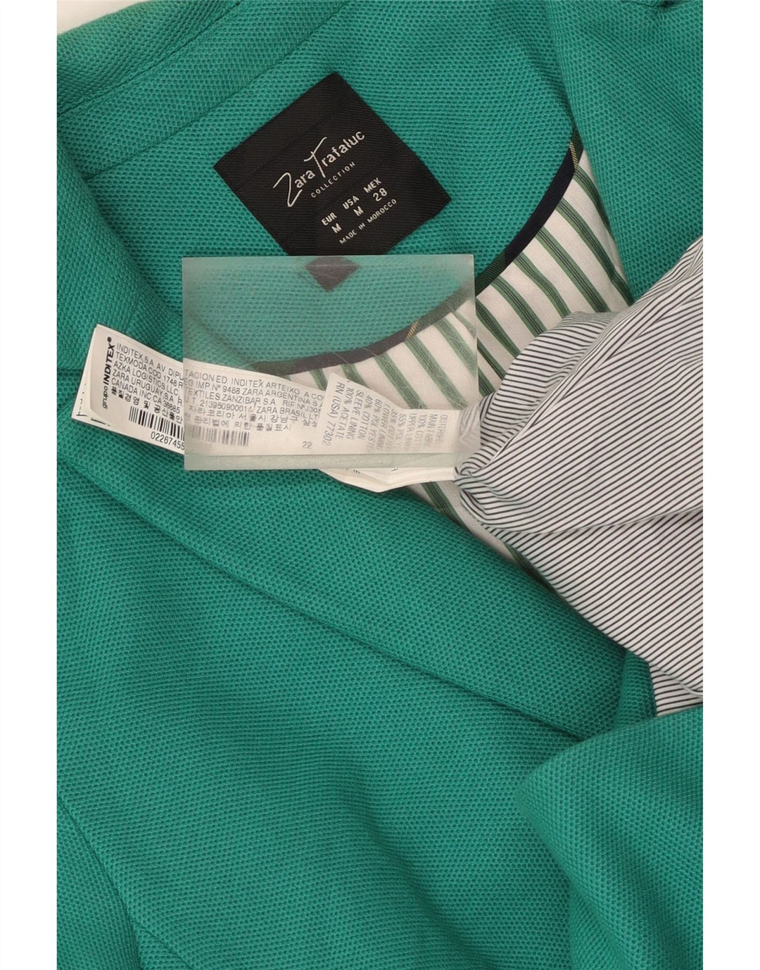 Zara Damen Crop 2 Button Blazer Jacke UK 12 Mittelgrüne Baumwolle