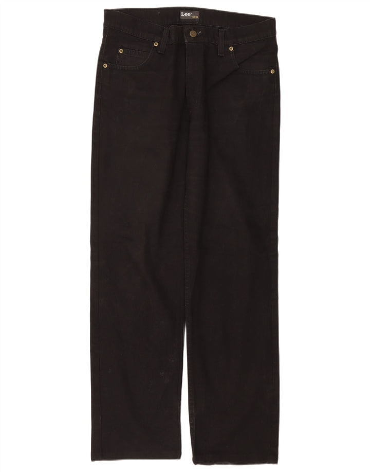 Lee Herren Brooklyn Straight Jeans W34 L30 Schwarze Baumwolle