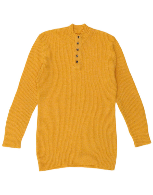 Vintage Herren-Pullover mit Knopfkragen, klein, Gelb