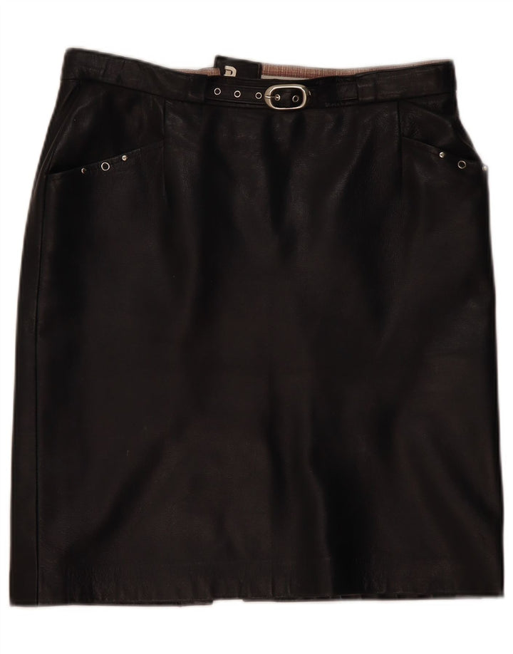 Vintage Damen Lederrock W32 Groß Schwarz