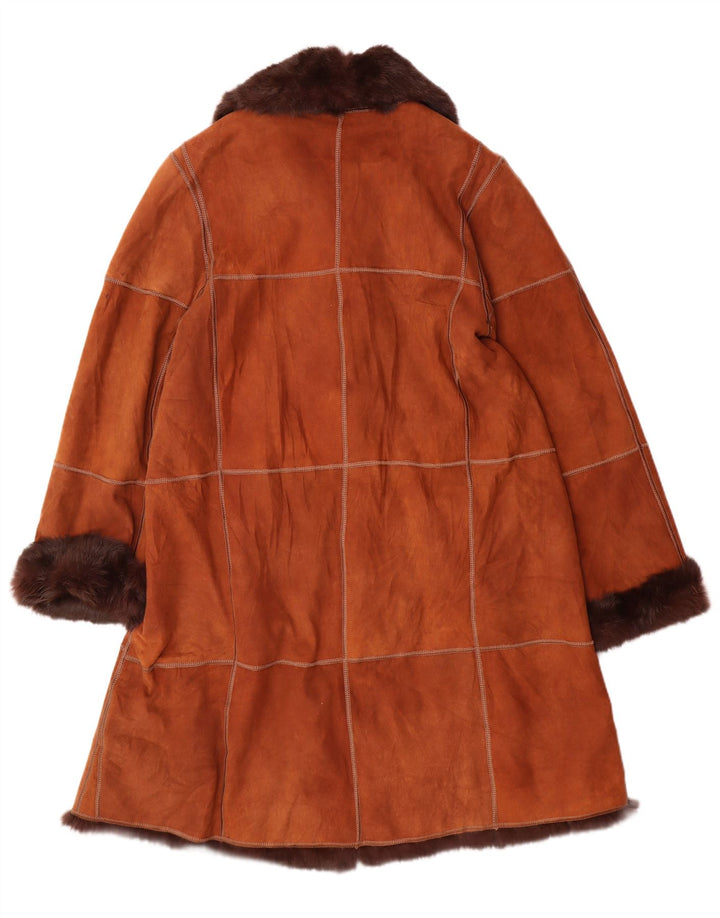 VINTAGE Damen Lammfellmantel IT 44 Mittelbraunes Leder