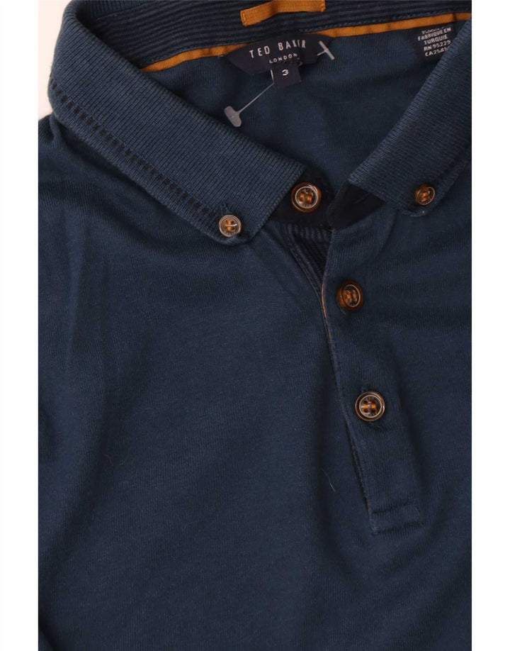 Ted Baker Herren-Langarm-Poloshirt, Größe 3, mittelgroß, marineblau, Baumwolle