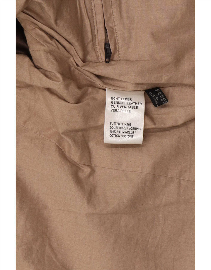 David Moore Womens Leather Jacket UK 12 Medium Brown