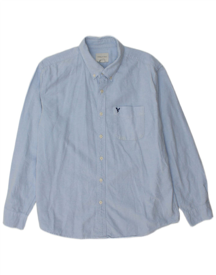 AMERICAN EAGLE Herren-Hemd mit klassischer Passform, große blaue Baumwolle