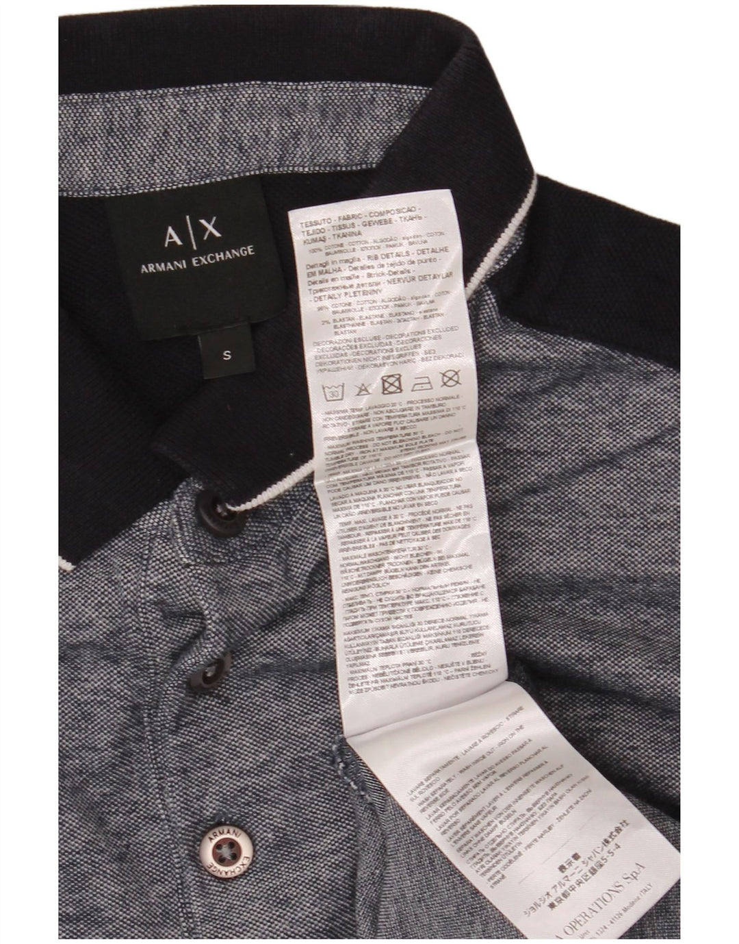 ARMANI EXCHANGE Herren-Poloshirt, klein, graue Colourblock-Baumwolle