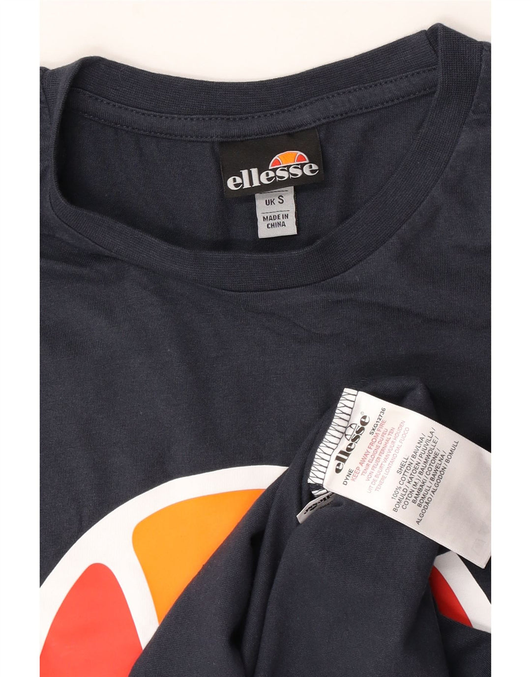 Ellesse Herren-T-Shirt mit Grafik, Größe S, marineblaue Baumwolle
