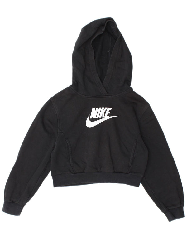 Nike Mädchen Graphic Crop Hoodie Pullover 10–11 Jahre Medium Schwarz