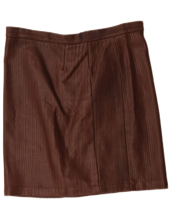 Vintage Damen Lederrock W34 Großer brauner Fischgrätenrock