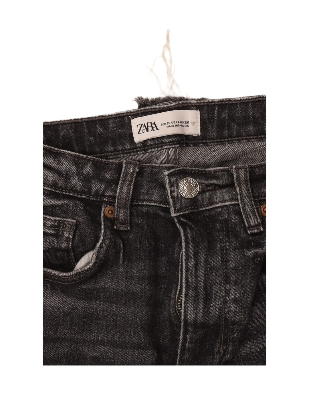 Kurze Jeans für Damen von Zara, EU 36, XS, W28, L25, Grau