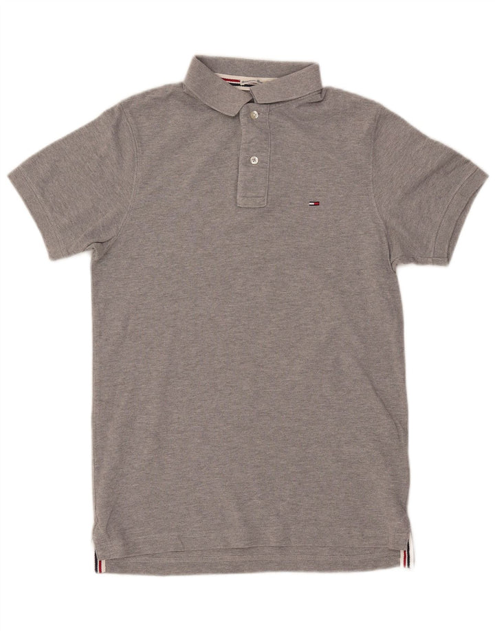 TOMMY HILFIGER Herren Poloshirt Small Grau Baumwolle