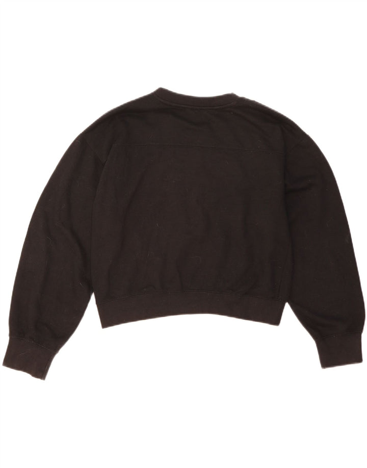 ZARA Damen Crop Oversized Sweatshirt Pullover UK 10 Small Schwarz