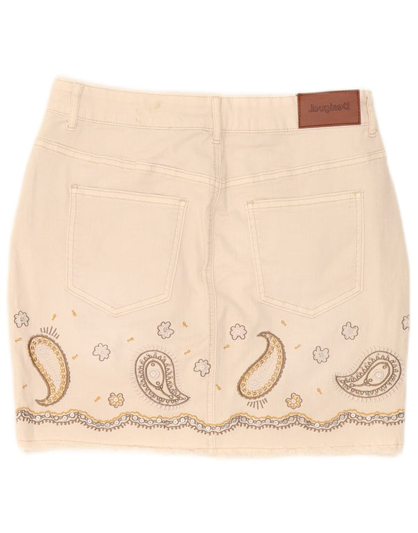 Desigual Damen Mini-Jeansrock W30 Mittelweiße Paisley-Baumwolle