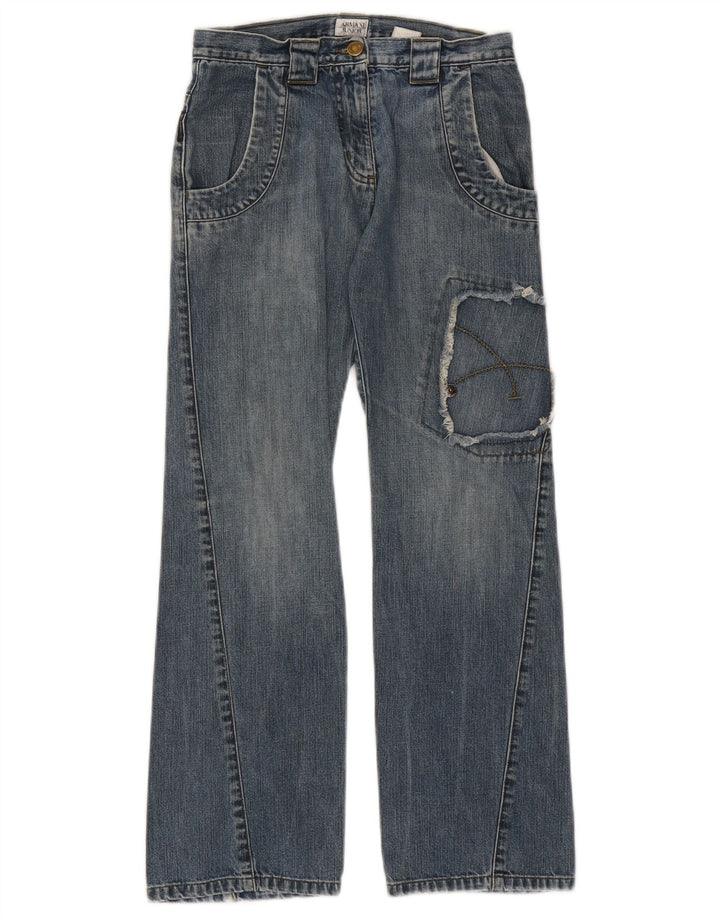 Armani Junior Girls Loose Jeans 10–11 Jahre W26 L28 Blau Patchwork