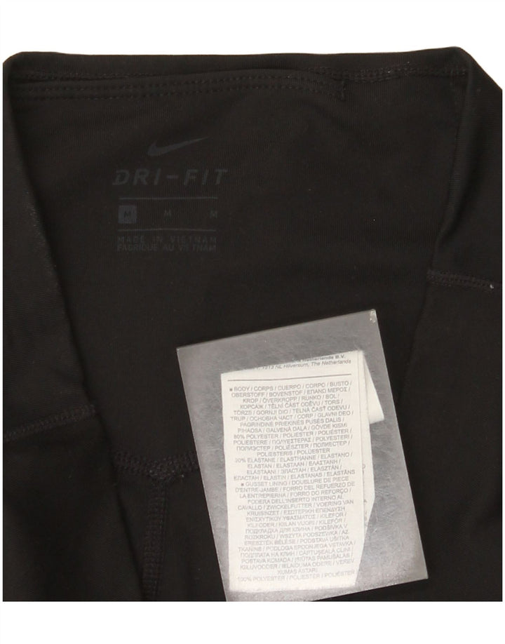 Nike Damen Dri Fit Graphic Leggings UK 12 Mittelschwarzes Polyester
