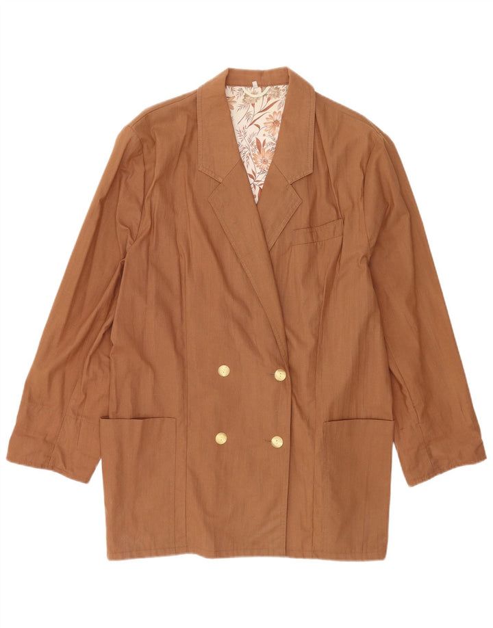 Vintage Damen Zweireihige Blazerjacke UK 18 XL Braune Baumwolle