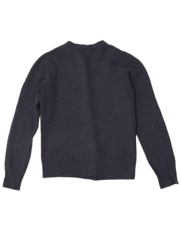 Benetton Damen Crop Cardigan Pullover UK 6 XS Marineblaue Wolle