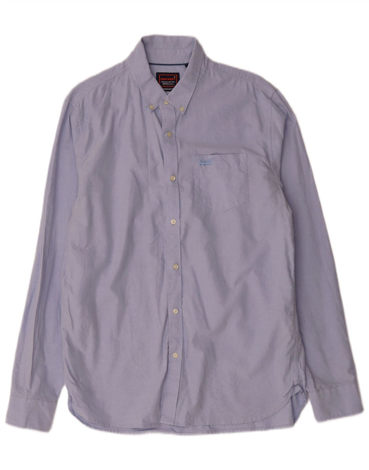 Superdry Herrenhemd XL, blaue Baumwolle