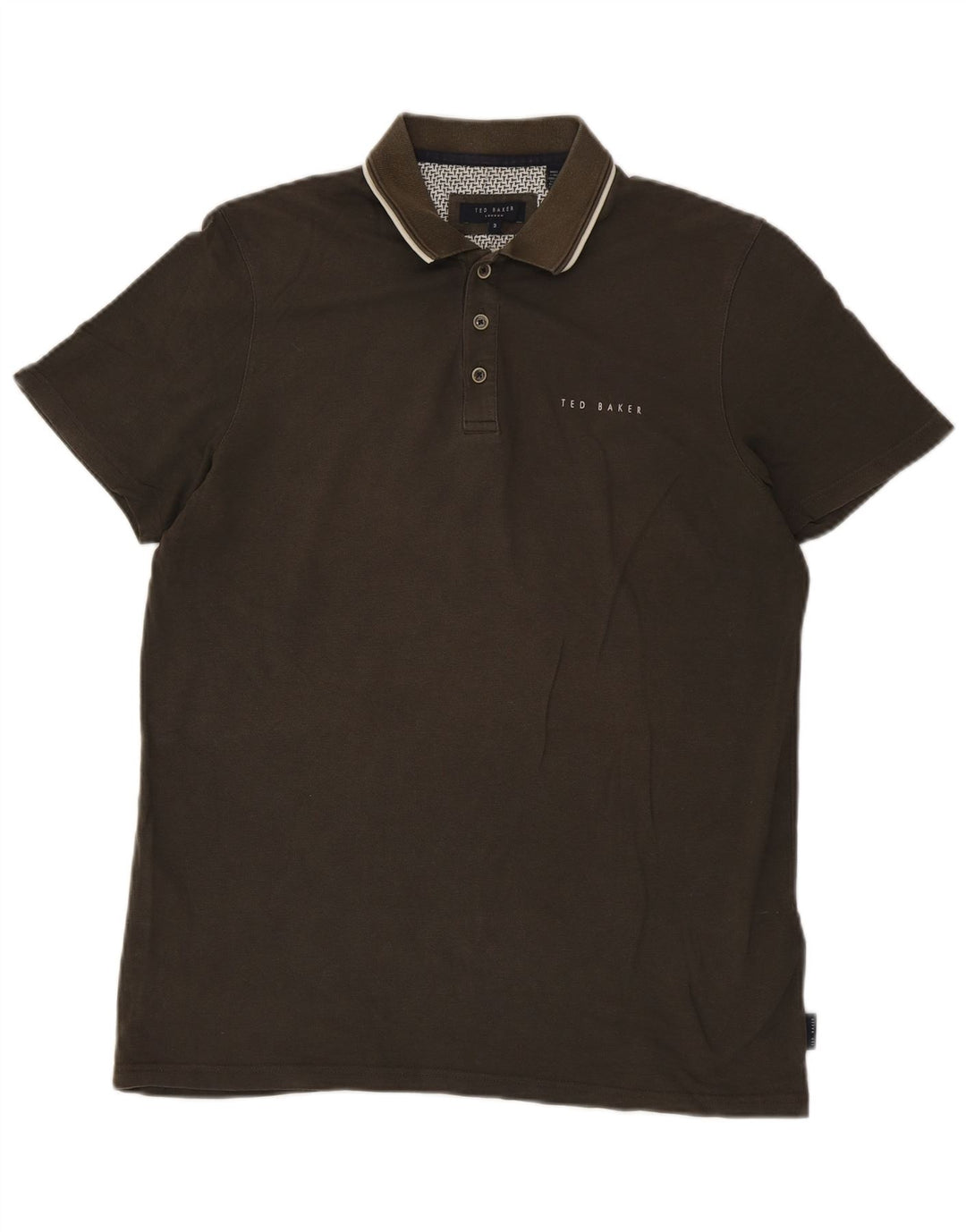 Ted Baker Herren-Poloshirt, Größe 3, Mittel, Khaki, Modal