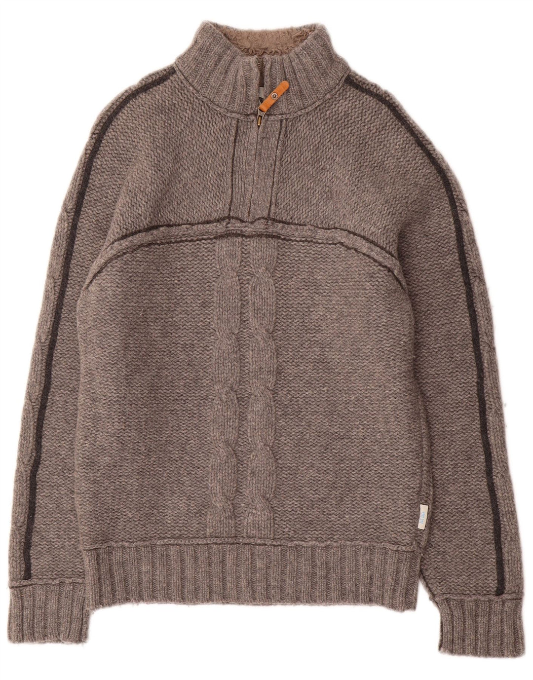 Fat Face Herren-Pullover mit Reißverschluss am Hals, mittelgraue Wolle