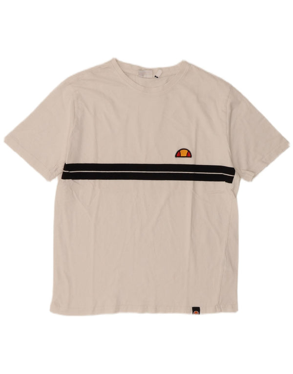 Ellesse Herren T-Shirt Top Small Weiß Colourblock Baumwolle