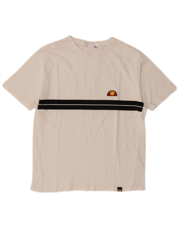 Ellesse Herren T-Shirt Top Small Weiß Colourblock Baumwolle