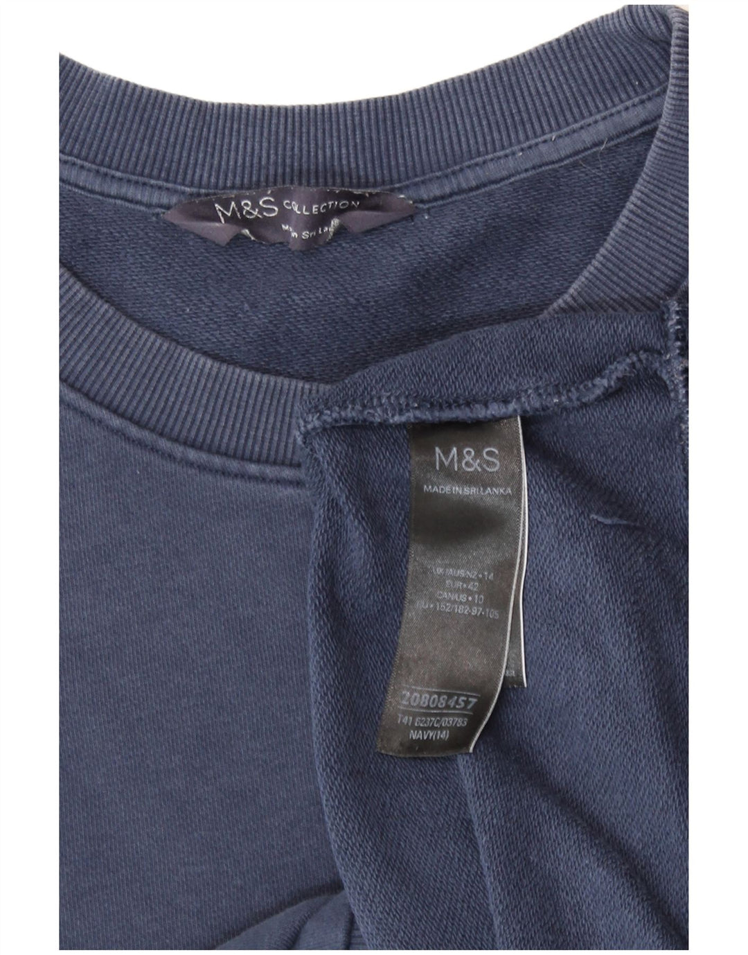 Marks & Spencer Damen-Sweatshirt-Pullover UK 14 Large Marineblaue Baumwolle