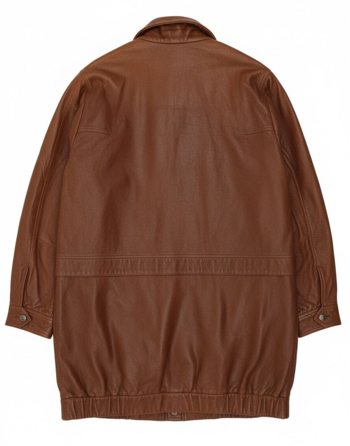 Etienne Aigner Herren-Ledermantel mit lockerer Passform, UK 40, großes braunes Leder