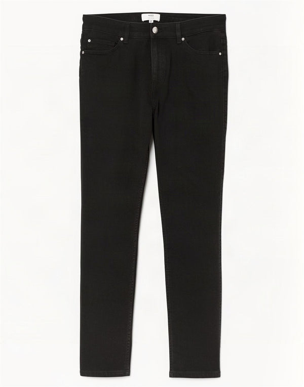 Marks & Spencer Damen Short Slim Jeans UK 14 Medium W30 L27 Schwarze Baumwolle