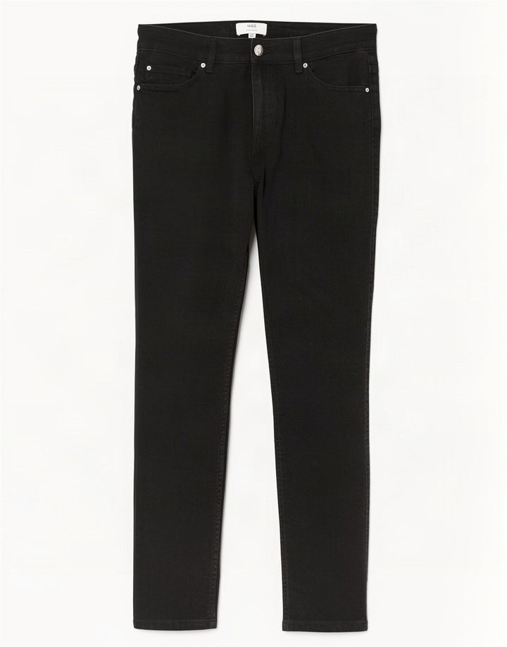 Marks & Spencer Damen Short Slim Jeans UK 14 Medium W30 L27 Schwarze Baumwolle