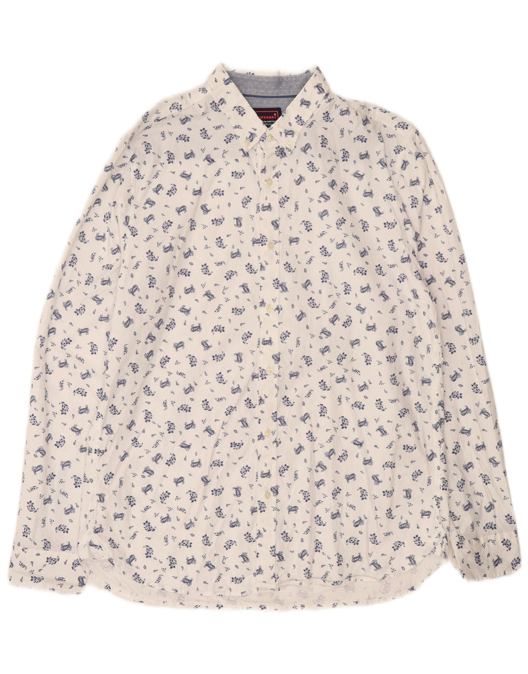 Superdry Herren-Hemd mit normaler Passform, XL, weißes Blumenmuster, Baumwolle