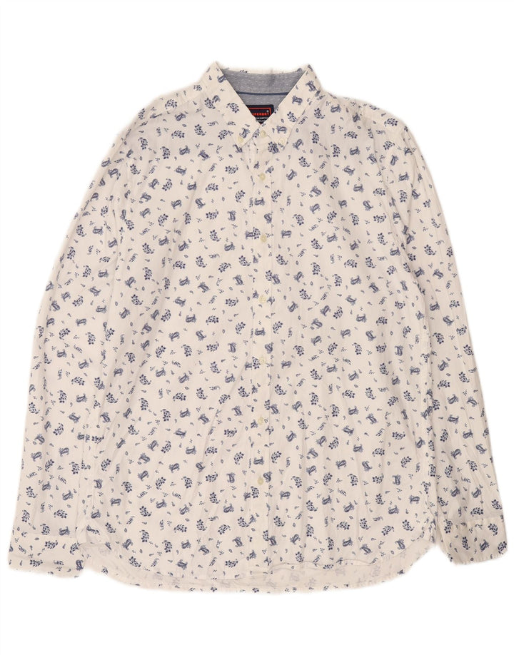 Superdry Herren-Hemd mit normaler Passform, XL, weißes Blumenmuster, Baumwolle