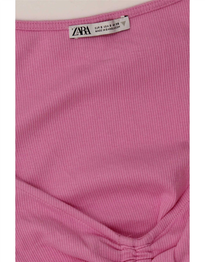 Zara Damen Crop Top UK 8 Small Pink