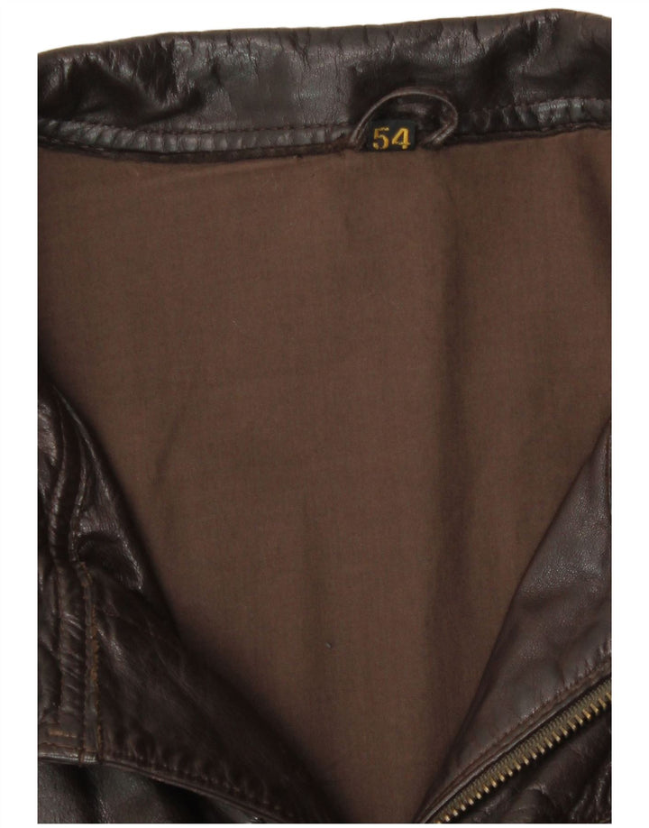 Vintage Herren Lederjacke IT 54 2XL Braunes Leder