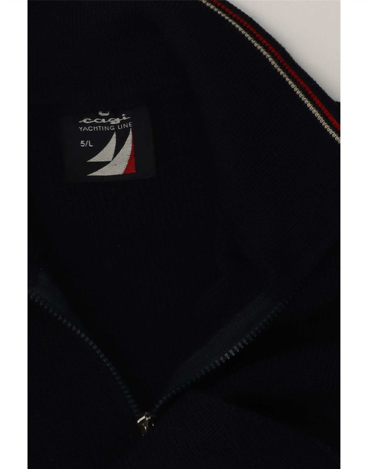 Cagi Herren-Strickjacke, groß, marineblaue Schurwolle