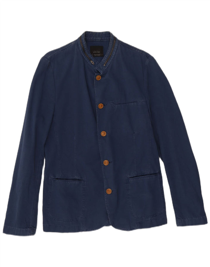 Zara Herren 5-Knopf-Blazerjacke UK 38 Mittelmarineblau