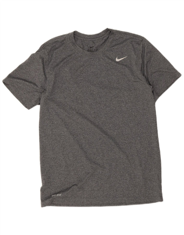 Nike Herren Dri Fit T-Shirt-Oberteil, großes grau meliertes Polyester