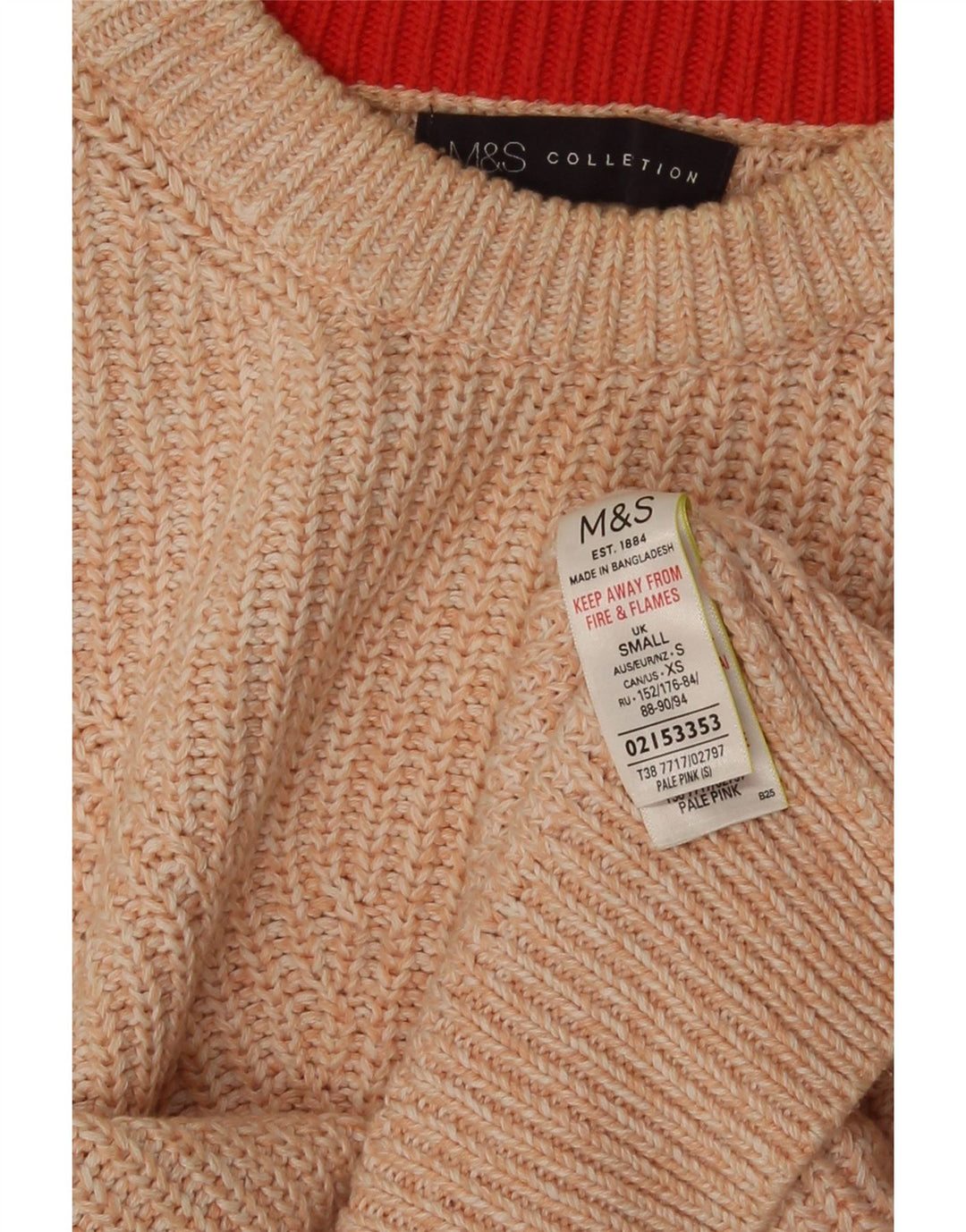 Marks & Spencer Damen-Pullover mit Rundhalsausschnitt, Gr. 10, Größe S, Orange meliert