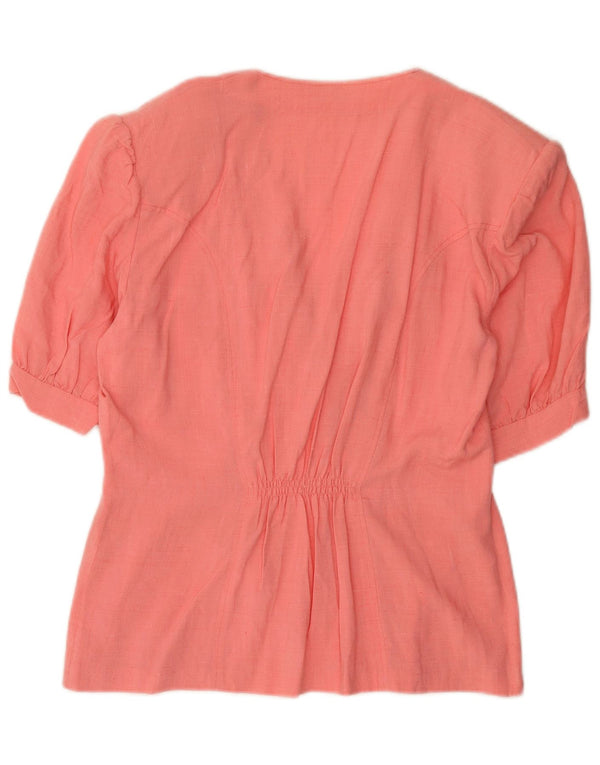 Vintage Damen 1/2 Ärmel Cardigan Top UK 16 Large Pink