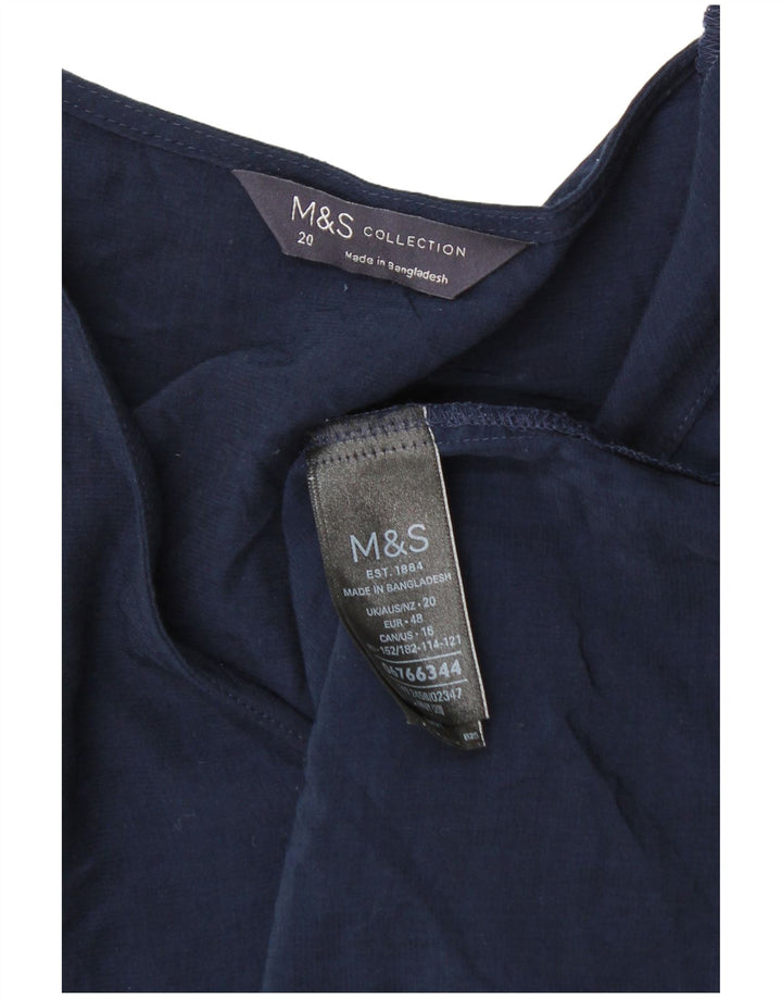 Marks & Spencer Damen Bluse Top UK 20 2XL Marineblaue Viskose