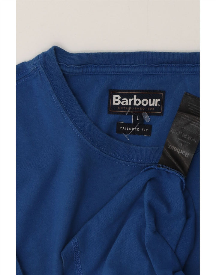 BARBOUR Tailored Fit T-Shirt-Oberteil für Herren, groß, aus blauer Baumwolle