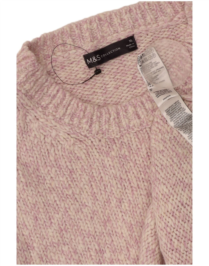 MARKS & SPENCER Damen-Pullover mit Rundhalsausschnitt, Gr. 18, XL, rosa meliert