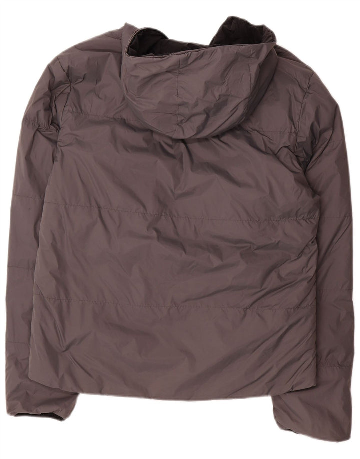 Kappa Womens Hooded Reversible Wattierte Jacke UK 14 Mittelgraues Nylon