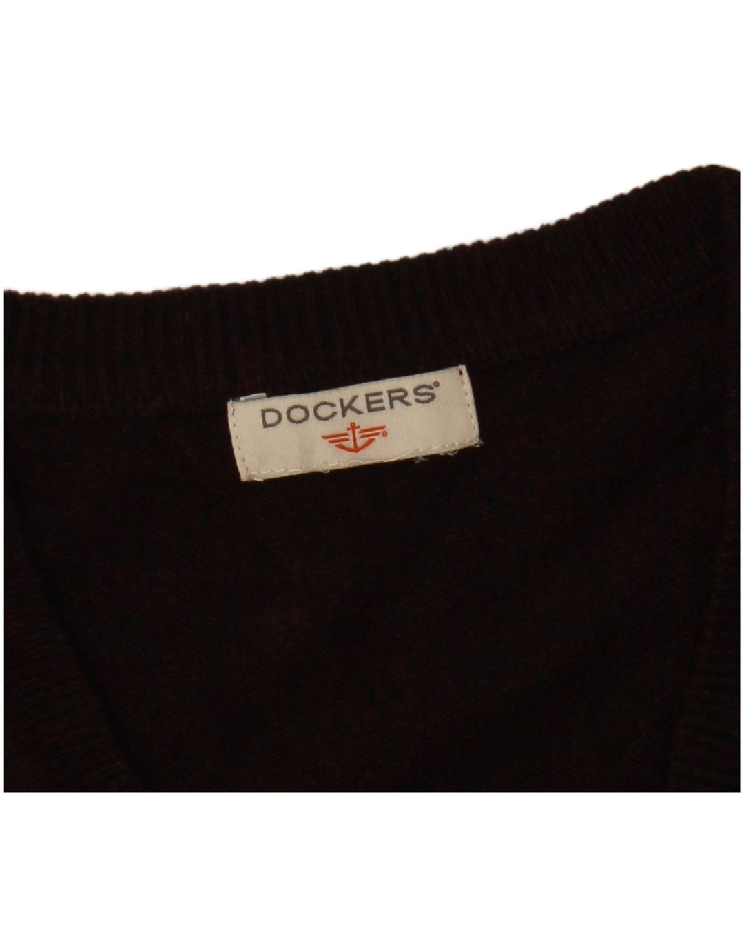 DOCKERS Herren-Pullover mit V-Ausschnitt, Größe L, Burgunderrot, Argyle/Diamant