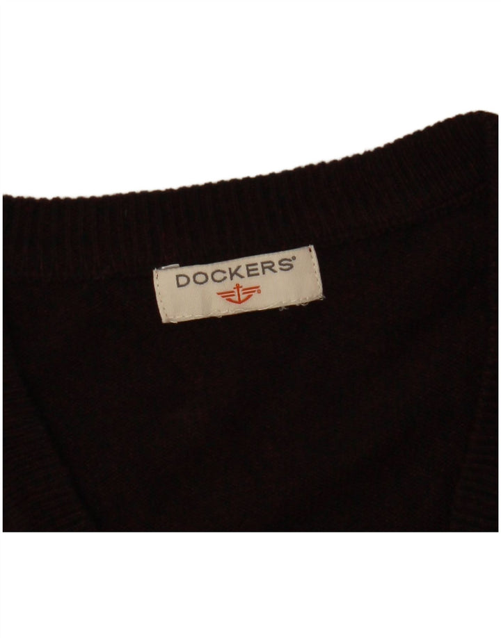 DOCKERS Herren-Pullover mit V-Ausschnitt, Größe L, Burgunderrot, Argyle/Diamant