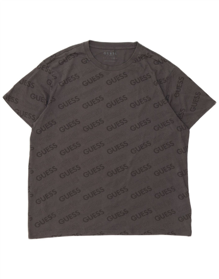 Guess Herren-T-Shirt mit Grafik, 2XL, graue Baumwolle