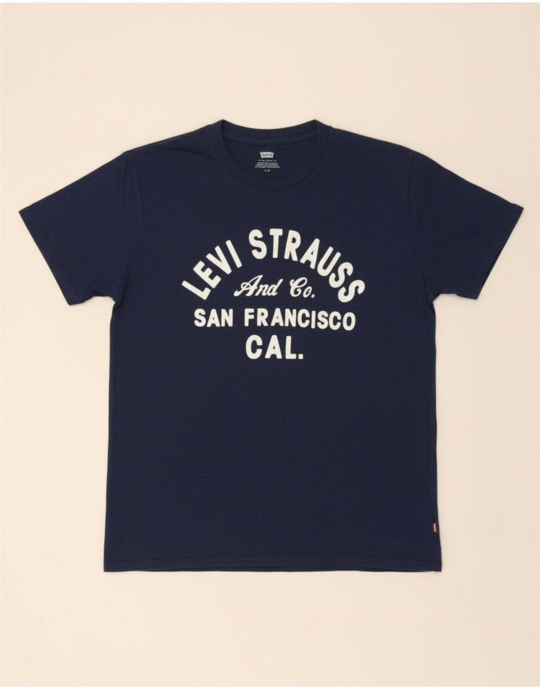 LEVI'S Mens Graphic T-Shirt Top Large Navy Blue Cotton